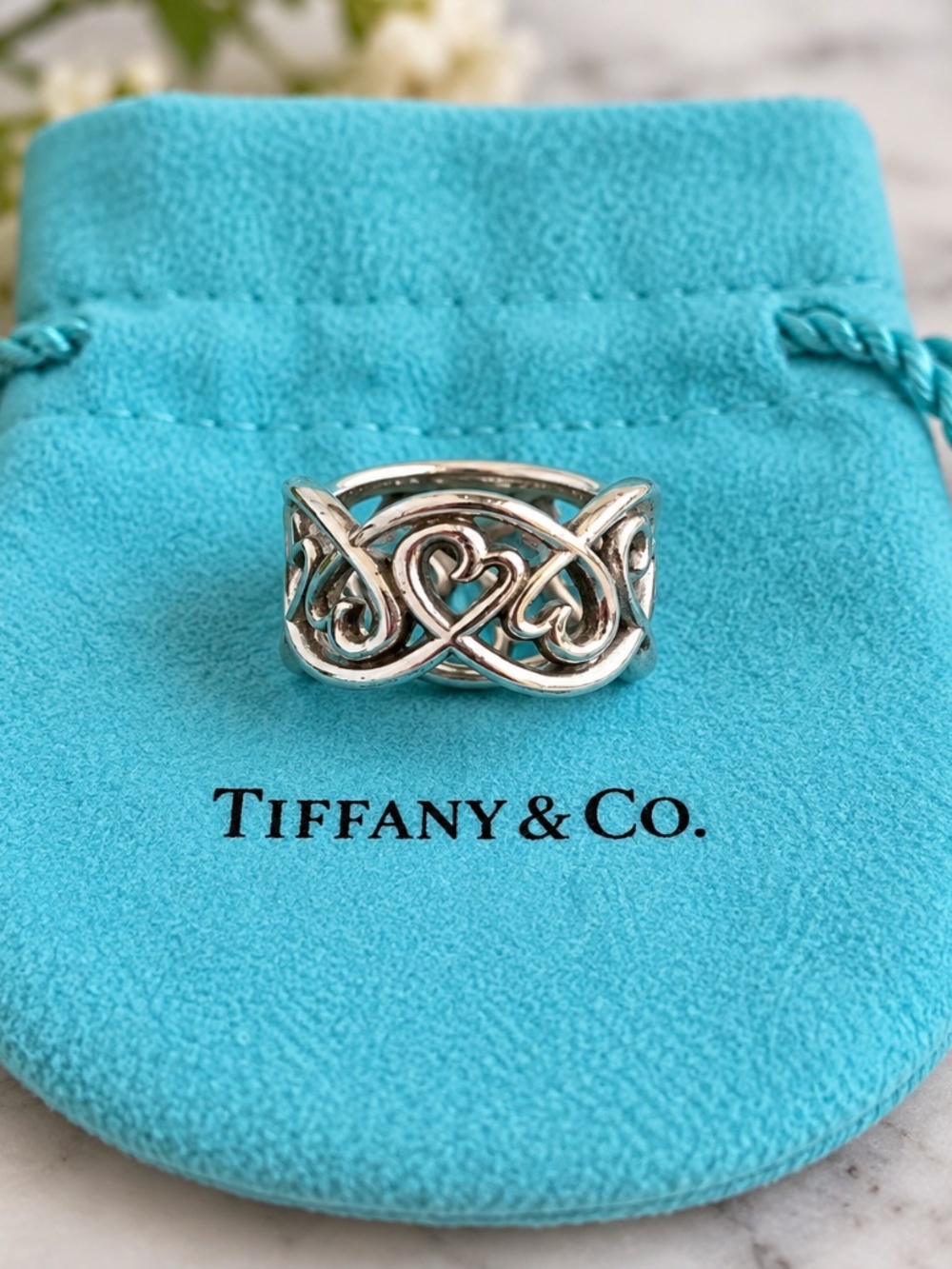 Tiffany & Co Paloma Picasso Sterling Silver .925 "Loving Heart" Ring Size 6.5